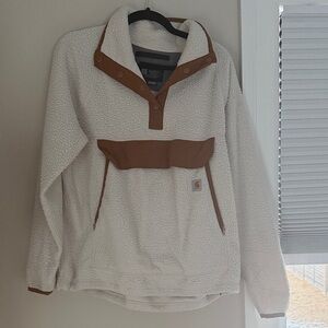 Carhartt Women's Cream and Brown Fleece Pullover